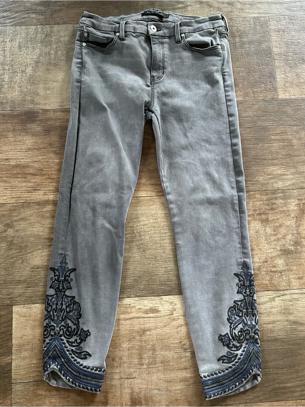 Liverpool LVPL embroidered ankle skinny jeans gray snd blue - Picture 5 of 14